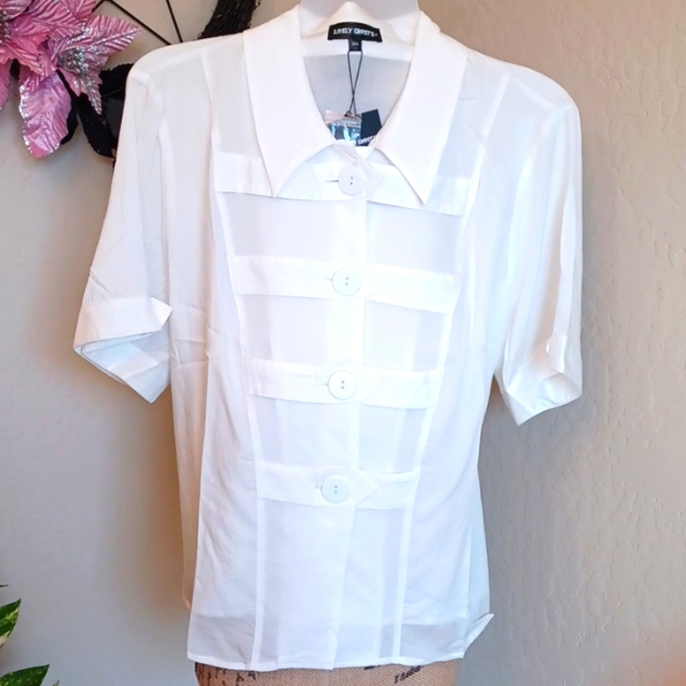 LIVELY GHOSTS 3X WHITE STRAIGHT JACKET BUTTON DOWN SHIRT SHORT-SLEEVED